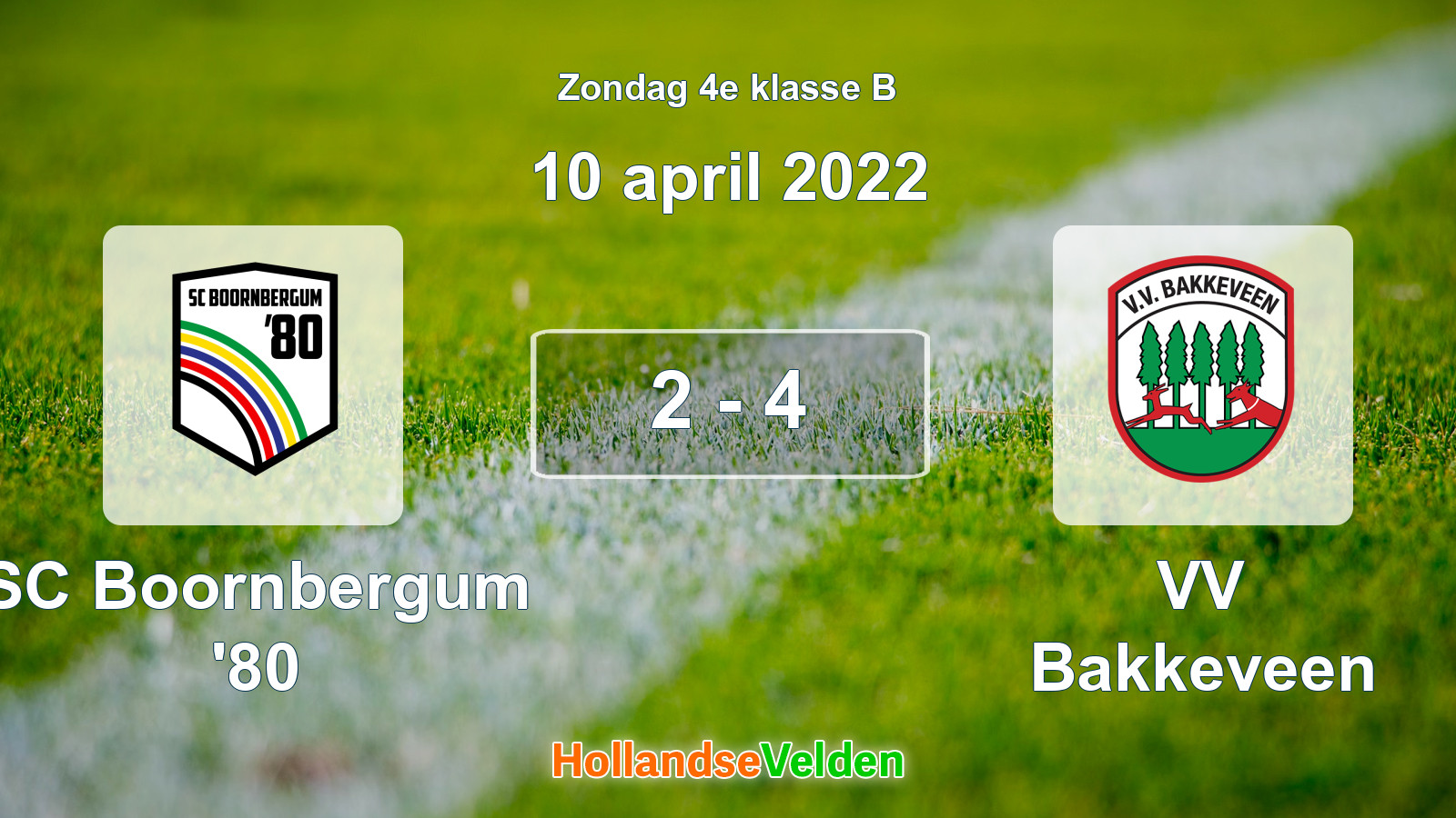 Gespeelde wedstrijd: SC Boornbergum '80 - VV Bakkeveen 2 - 4 (10 april 2022)