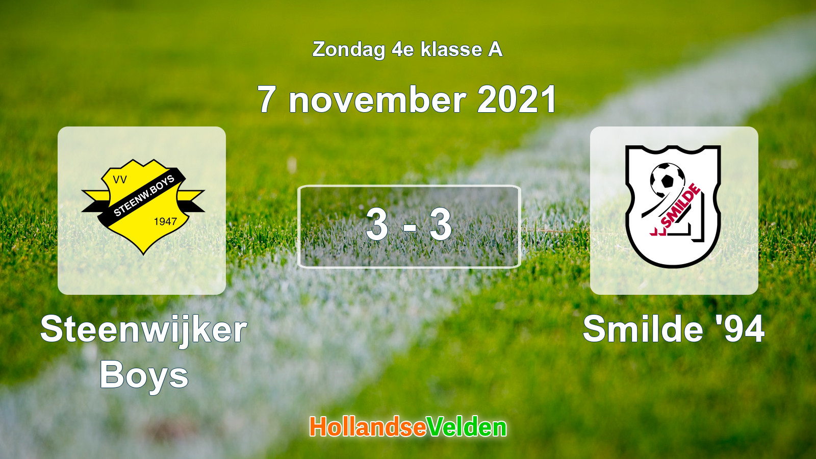 Gespeelde wedstrijd: Steenwijker Boys - Smilde '94 3 - 3 (7 november 2021)