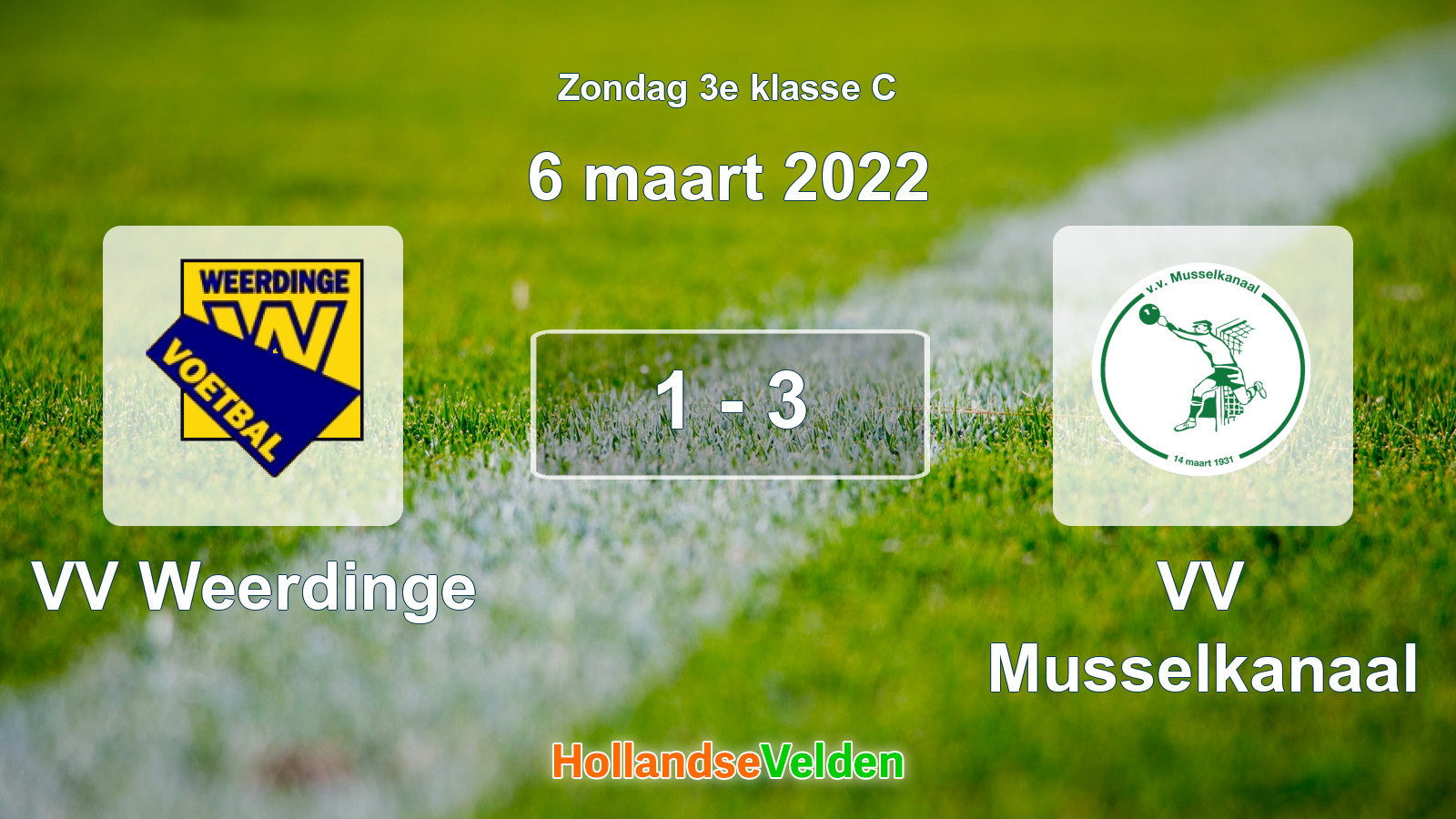 Gespeelde wedstrijd: VV Weerdinge - VV Musselkanaal 1 - 3 (6 maart 2022)