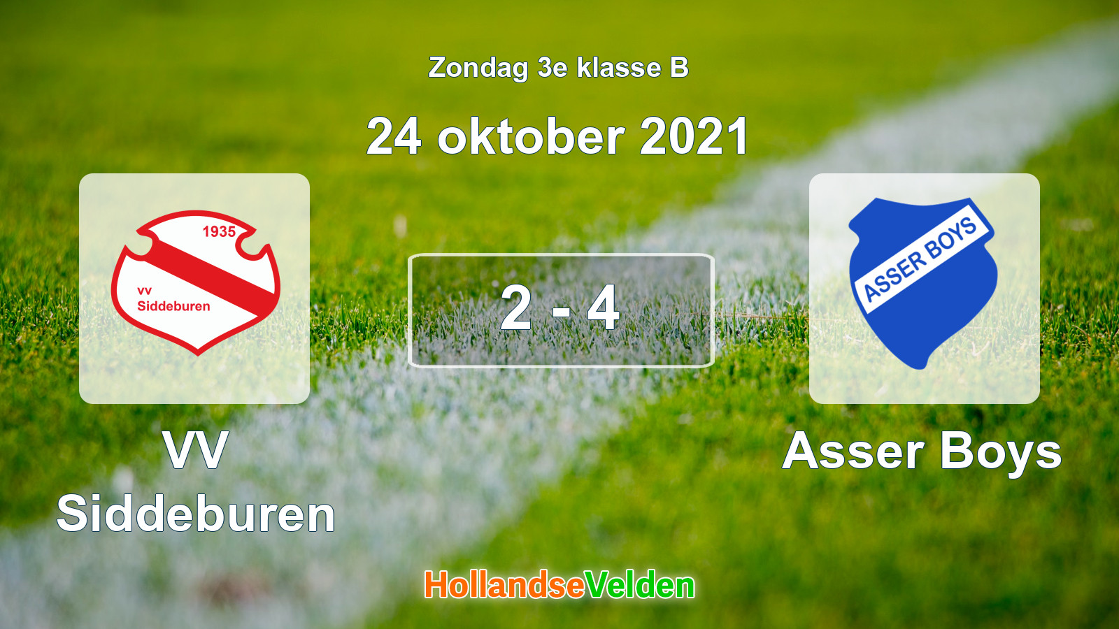 Gespeelde wedstrijd: VV Siddeburen - Asser Boys 2 - 4 (24 oktober 2021)