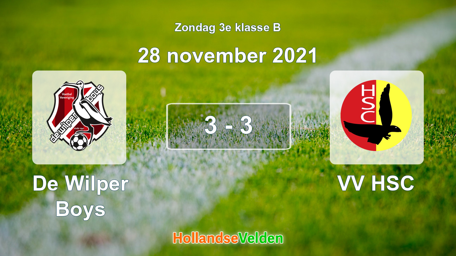 Gespeelde wedstrijd: De Wilper Boys - VV HSC 3 - 3 (28 november 2021)