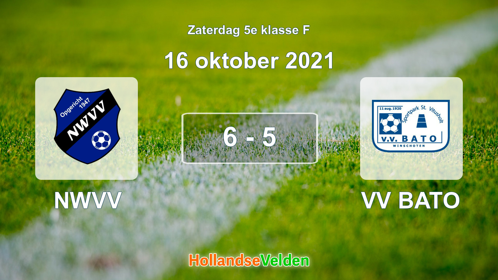 Gespeelde wedstrijd: NWVV - VV BATO 6 - 5 (16 oktober 2021)