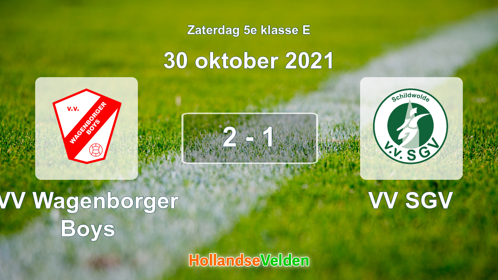 Gespeelde wedstrijd: VV Wagenborger Boys - VV SGV 2 - 1 (30 oktober 2021)
