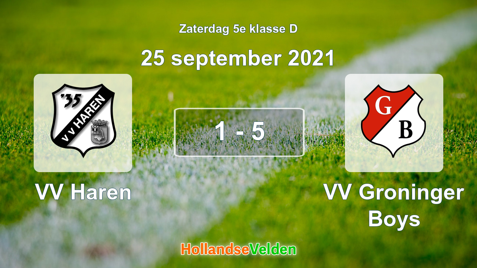 Gespeelde wedstrijd: VV Haren - VV Groninger Boys 1 - 5 (25 september 2021)