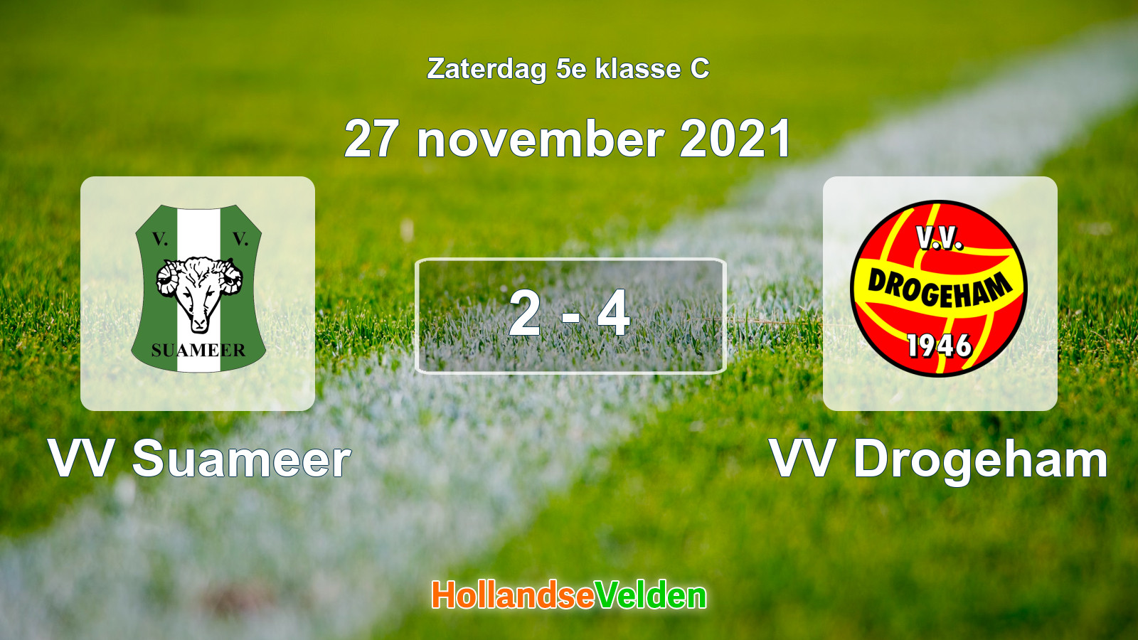 Gespeelde wedstrijd: VV Suameer - VV Drogeham 2 - 4 (27 november 2021)