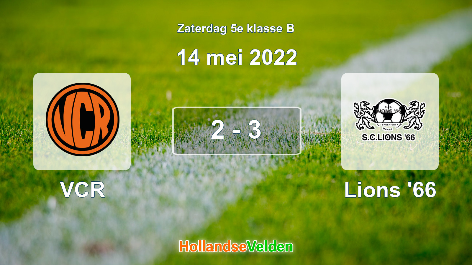 Gespeelde wedstrijd: VCR - Lions '66 2 - 3 (14 mei 2022)