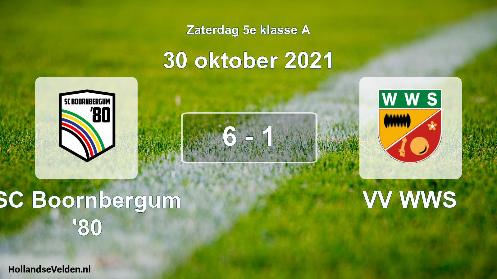 Gespeelde wedstrijd: SC Boornbergum '80 - VV WWS 6 - 1 (30 oktober 2021)