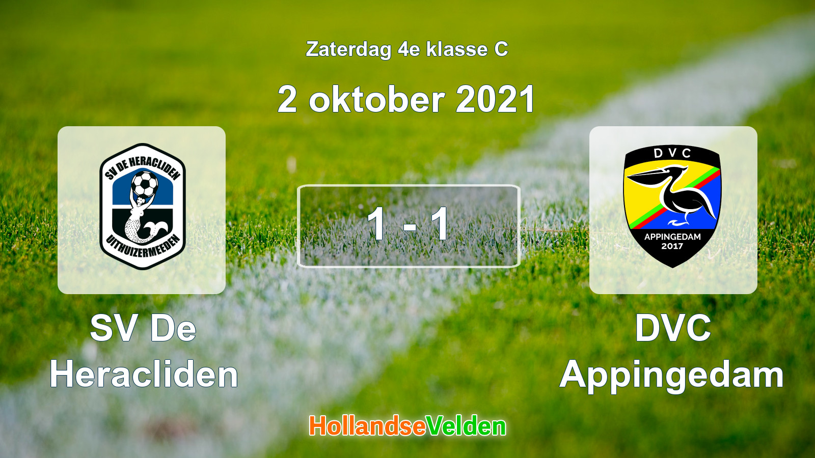 Gespeelde wedstrijd: SV De Heracliden - DVC Appingedam 1 - 1 (2 oktober 2021)