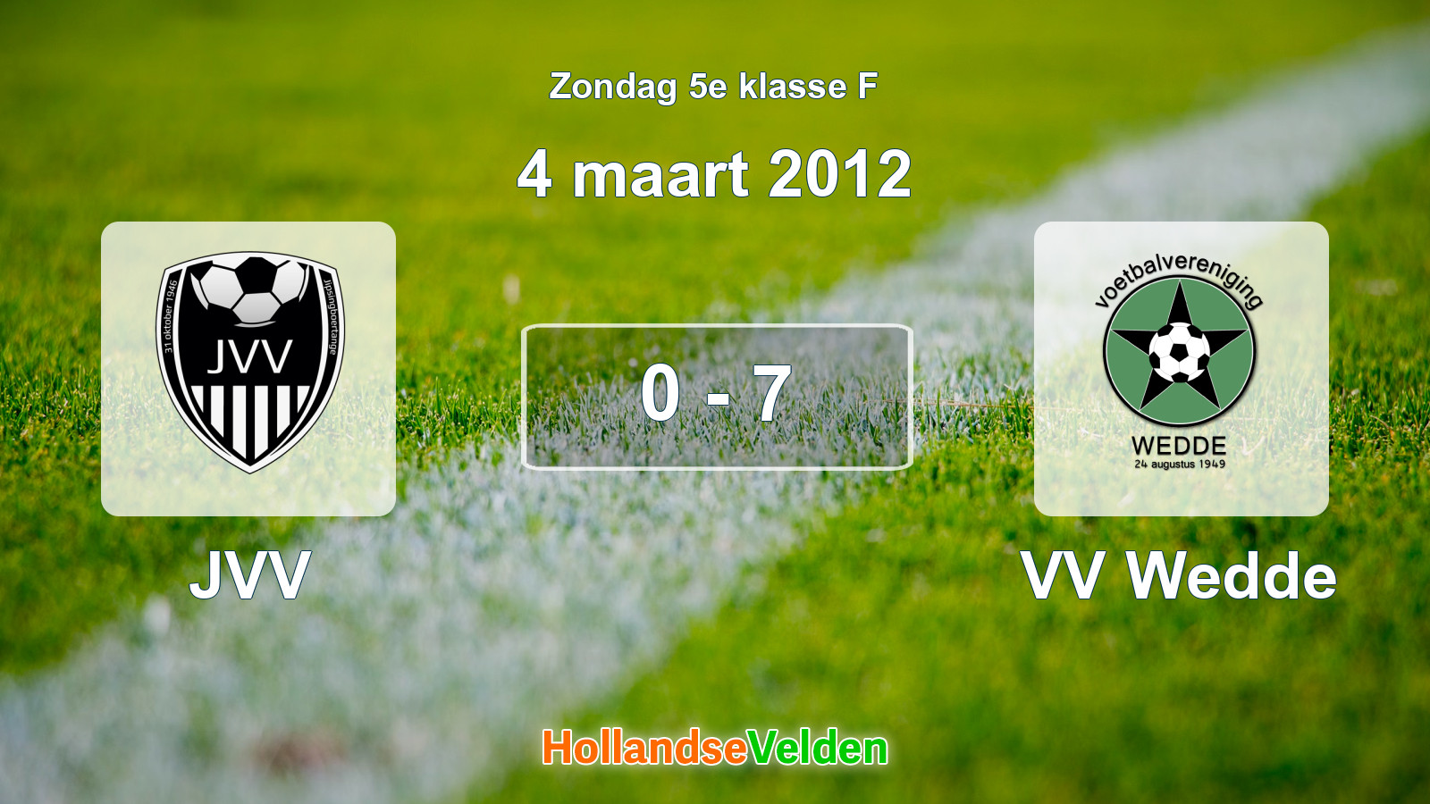 Gespeelde wedstrijd: JVV - VV Wedde 0 - 7 (4 maart 2012)