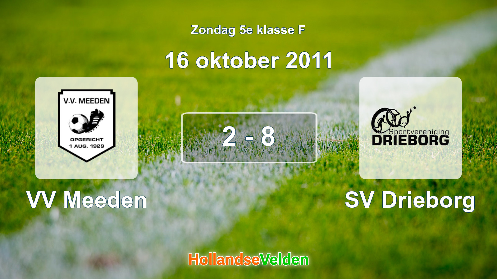 Gespeelde wedstrijd: VV Meeden - SV Drieborg 2 - 8 (16 oktober 2011)