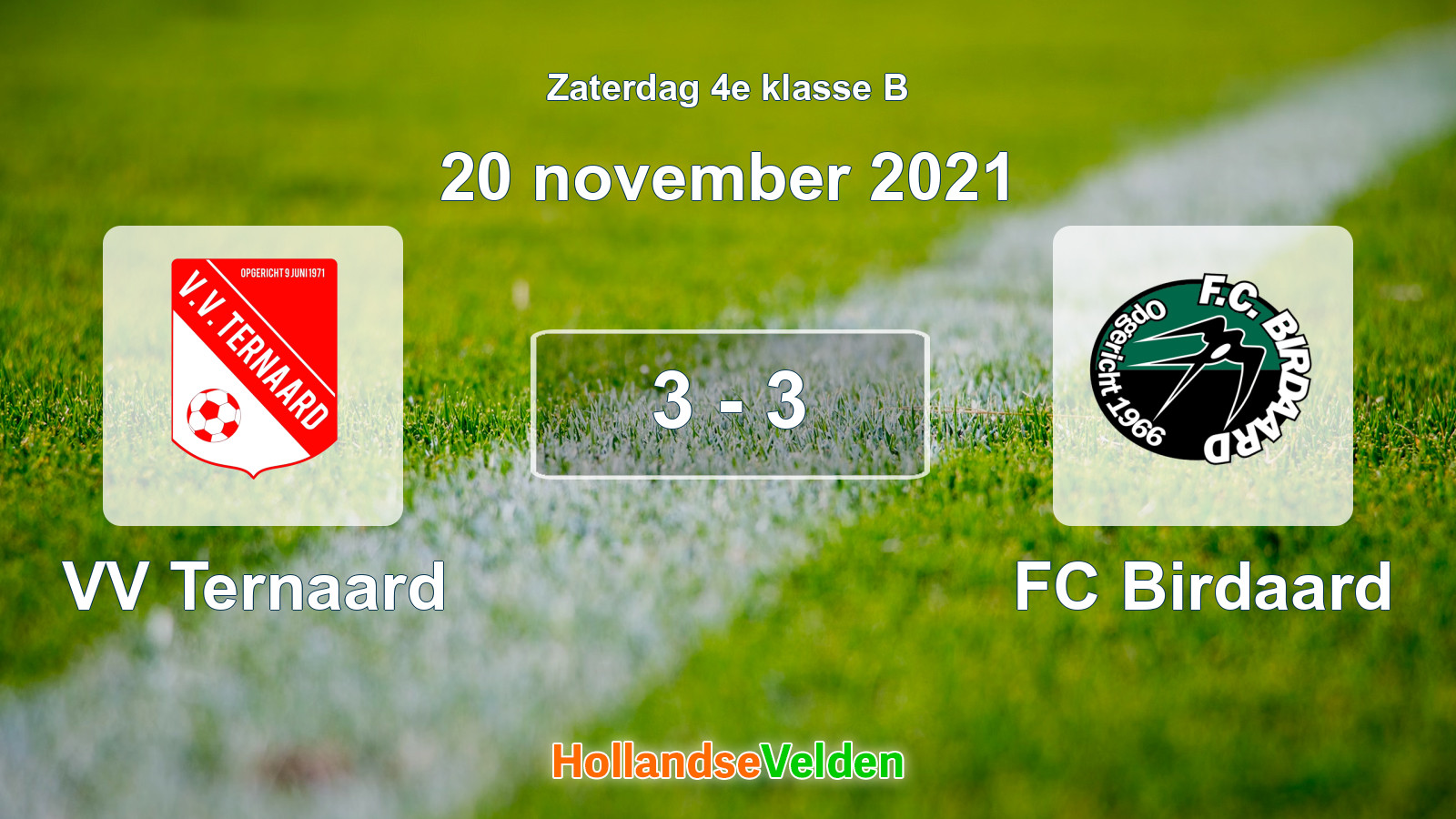 Gespeelde wedstrijd: VV Ternaard - FC Birdaard 3 - 3 (20 november 2021)
