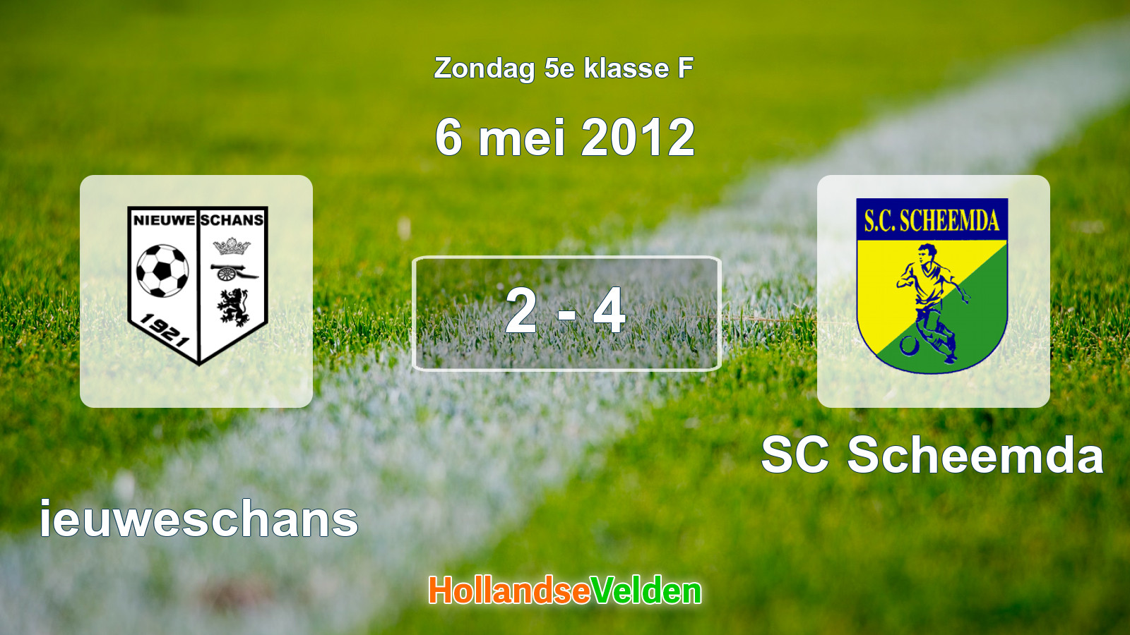 Gespeelde wedstrijd: Nieuweschans - SC Scheemda 2 - 4 (6 mei 2012)