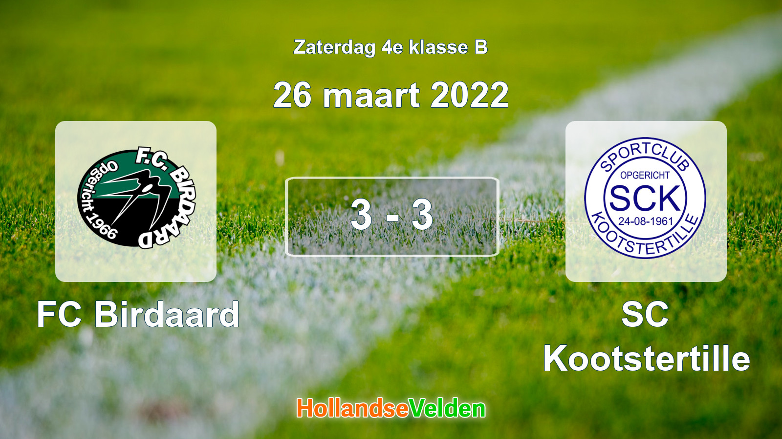 Gespeelde wedstrijd: FC Birdaard - SC Kootstertille 3 - 3 (26 maart 2022)