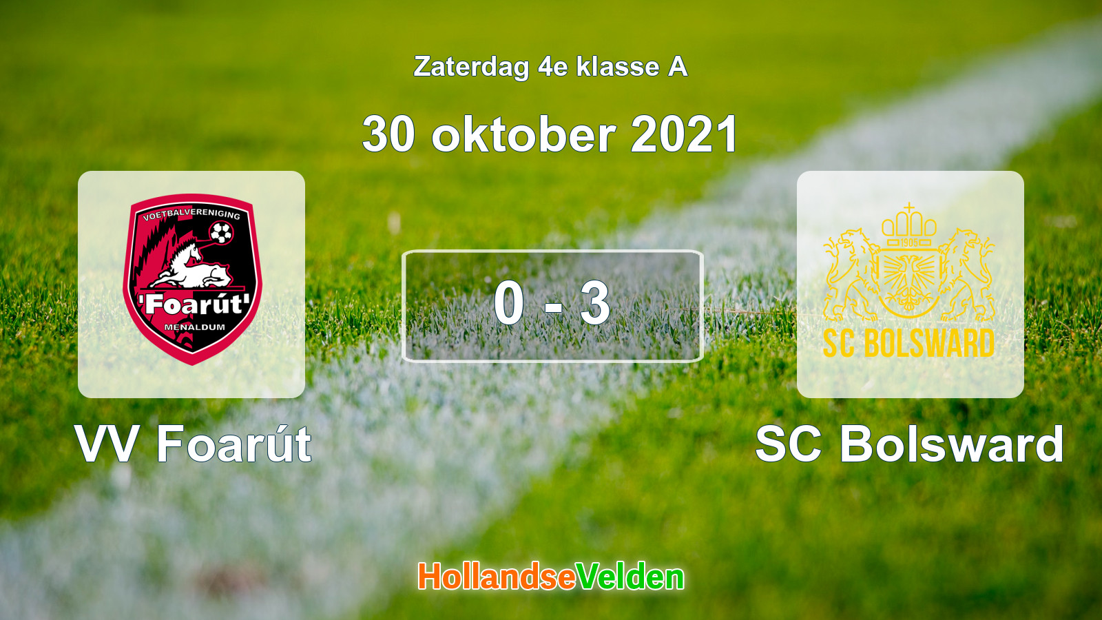 Gespeelde wedstrijd: VV Foarút - SC Bolsward 0 - 3 (30 oktober 2021)