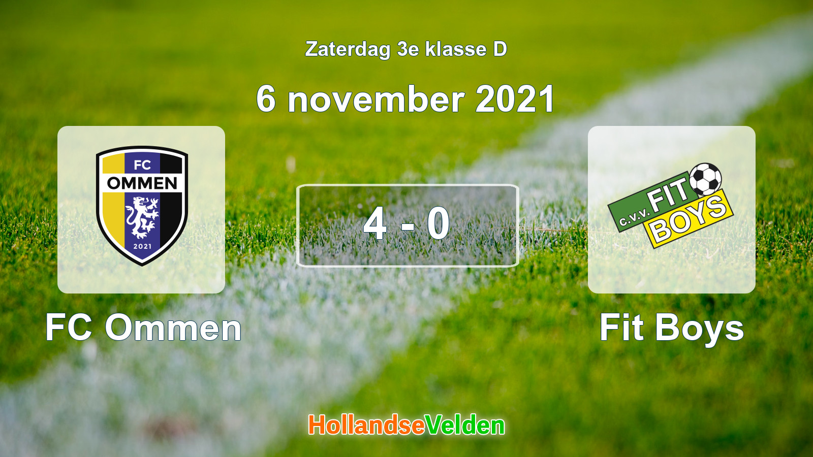 Gespeelde wedstrijd: FC Ommen - Fit Boys 4 - 0 (6 november 2021)