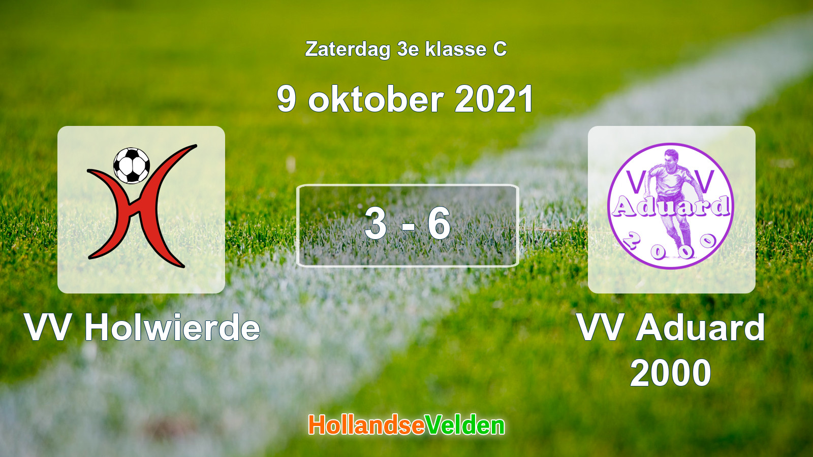 Gespeelde wedstrijd: VV Holwierde - VV Aduard 2000 3 - 6 (9 oktober 2021)