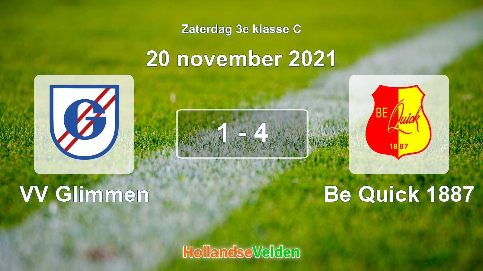 Gespeelde wedstrijd: VV Glimmen - Be Quick 1887 1 - 4 (20 november 2021)