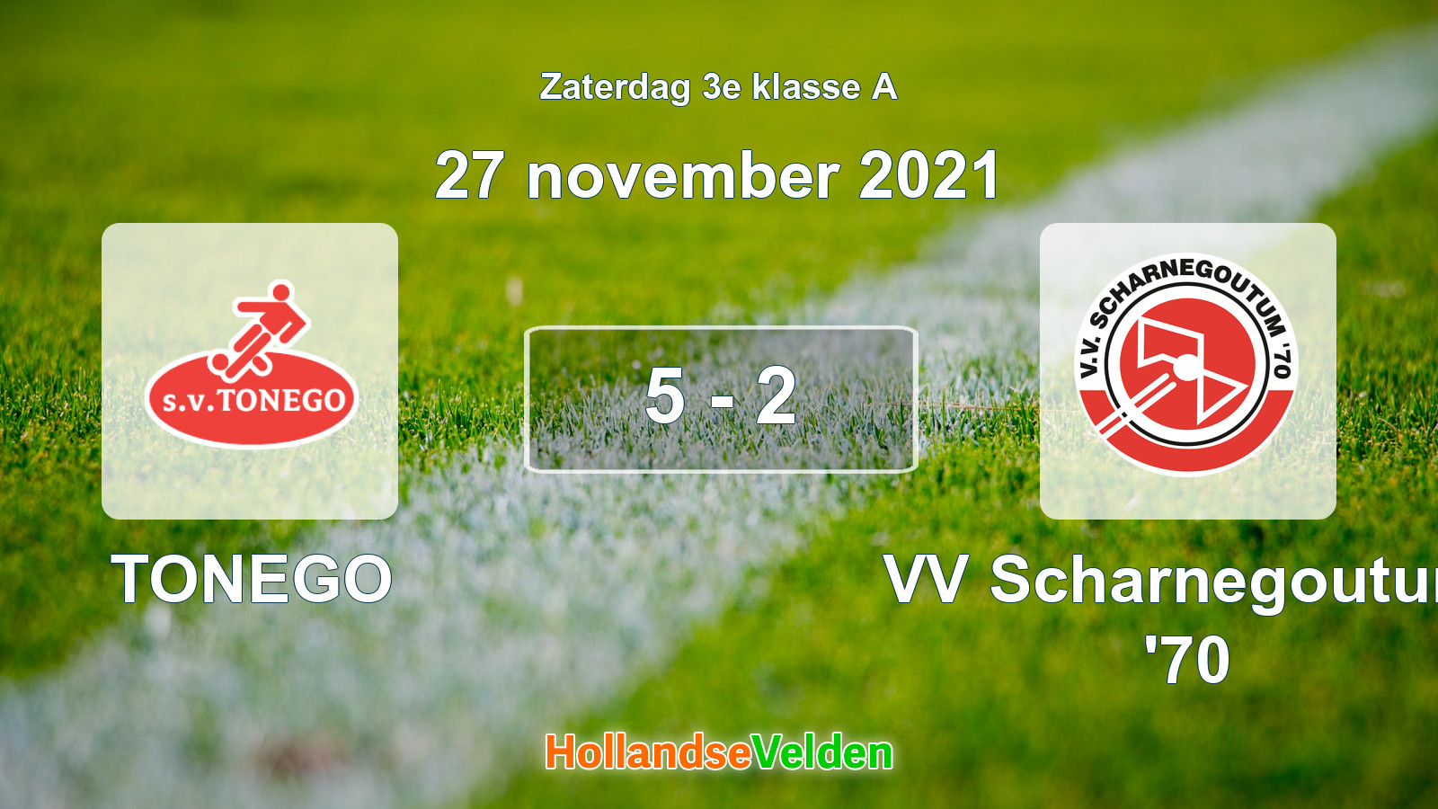 Gespeelde wedstrijd: TONEGO - VV Scharnegoutum '70 5 - 2 (27 november 2021)