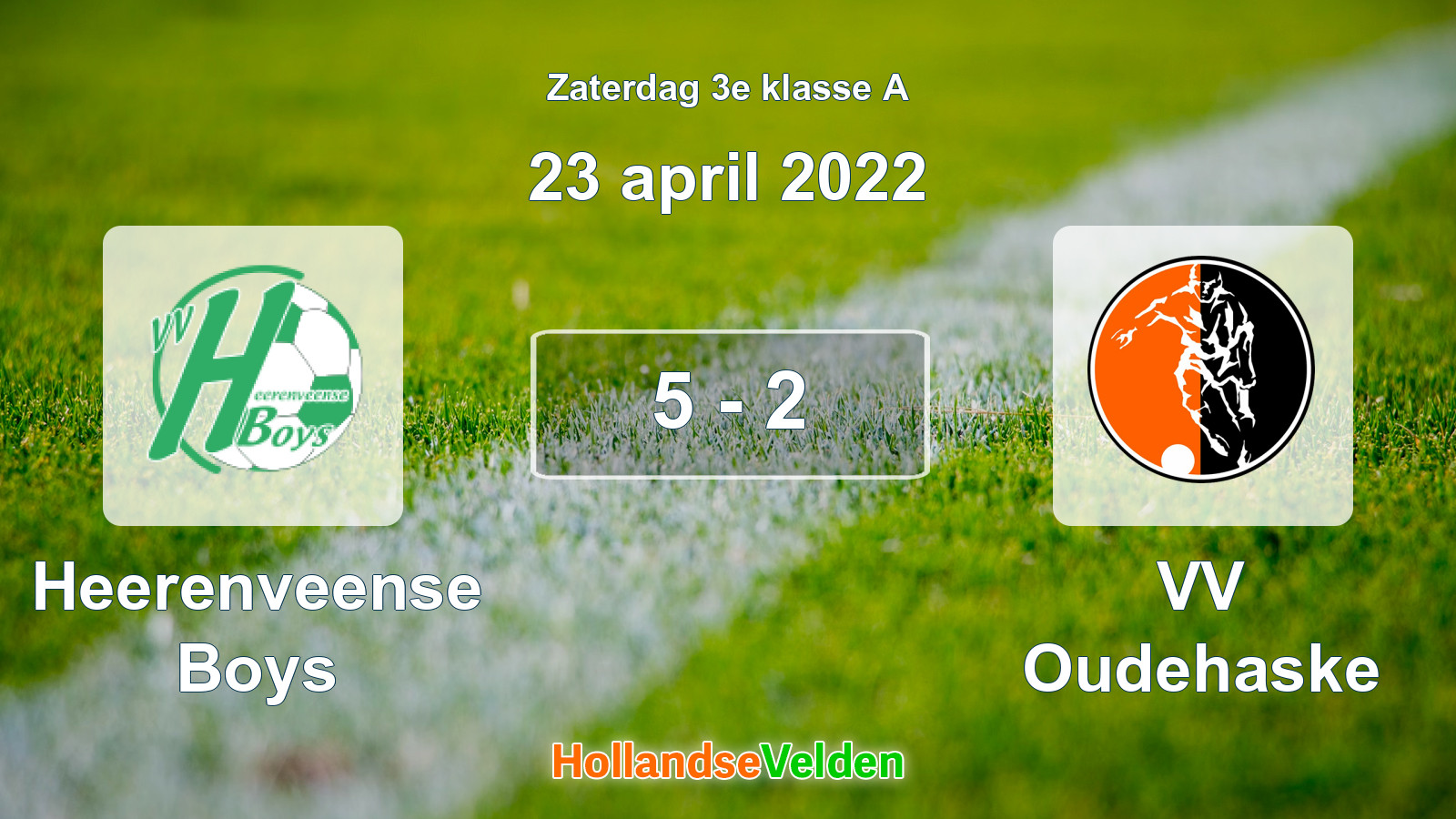 Gespeelde wedstrijd: Heerenveense Boys - VV Oudehaske 5 - 2 (23 april 2022)