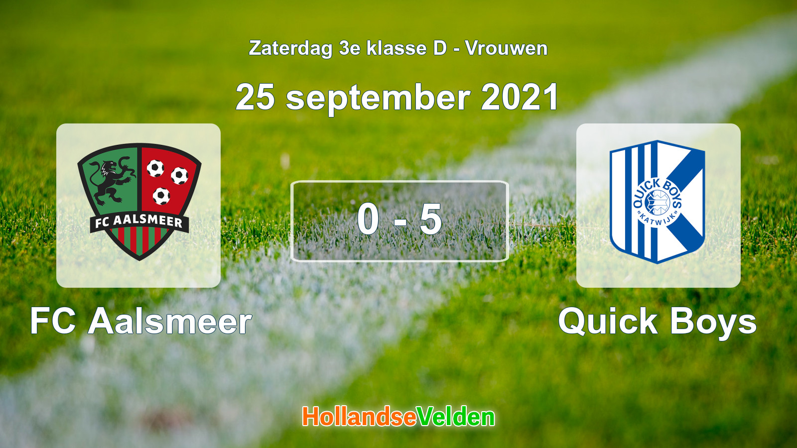Gespeelde wedstrijd: FC Aalsmeer - Quick Boys 0 - 5 (25 september 2021)