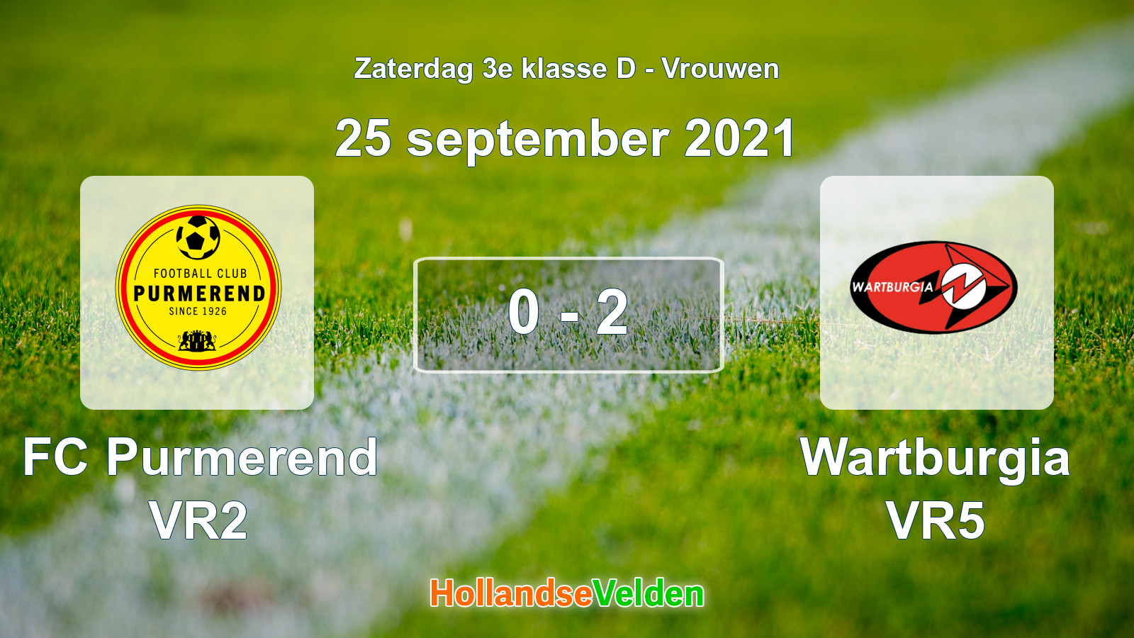 Gespeelde wedstrijd: FC Purmerend VR2 - Wartburgia VR5 0 - 2 (25 september 2021)