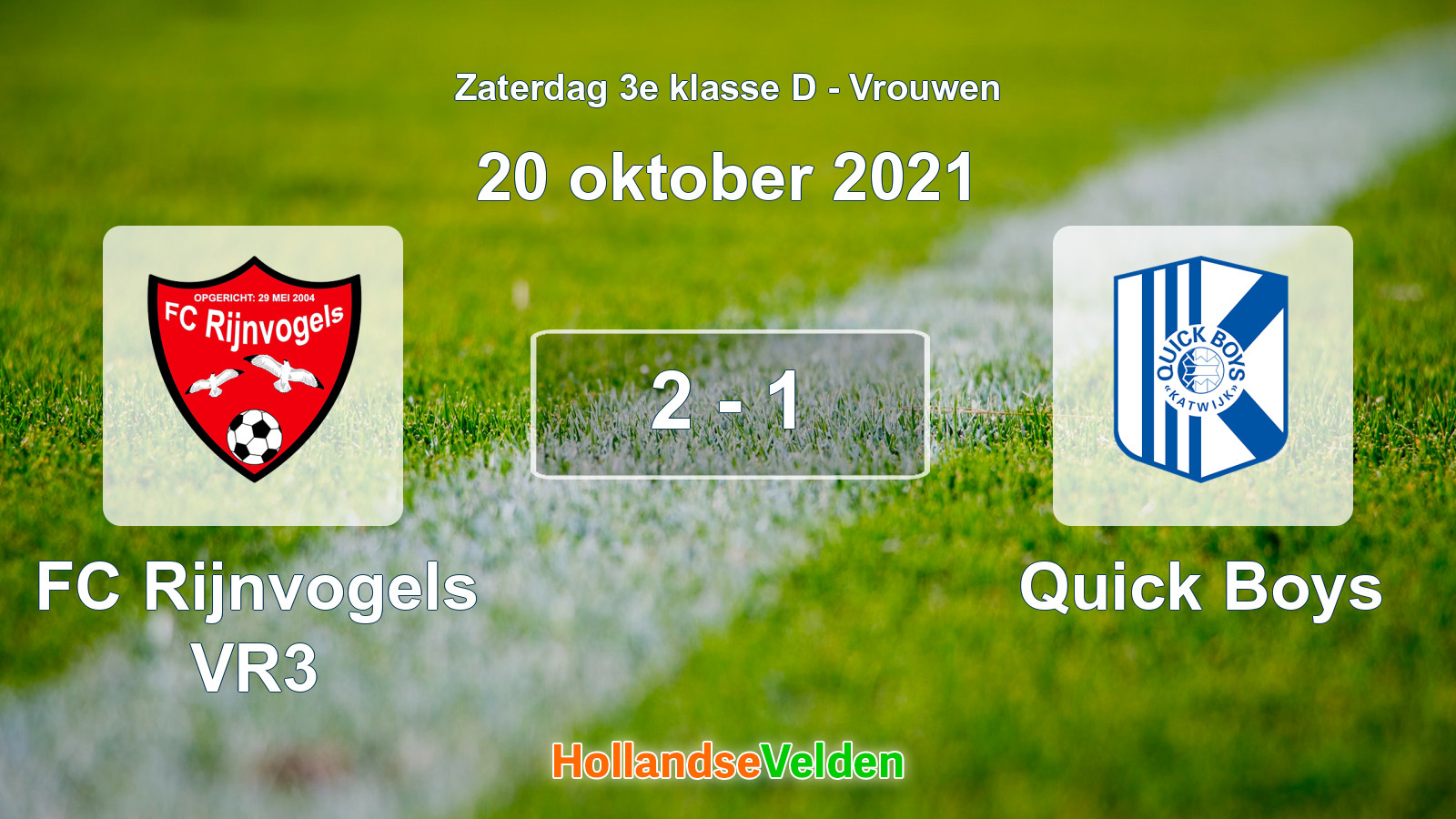 Gespeelde wedstrijd: FC Rijnvogels VR3 - Quick Boys 2 - 1 (20 oktober 2021)