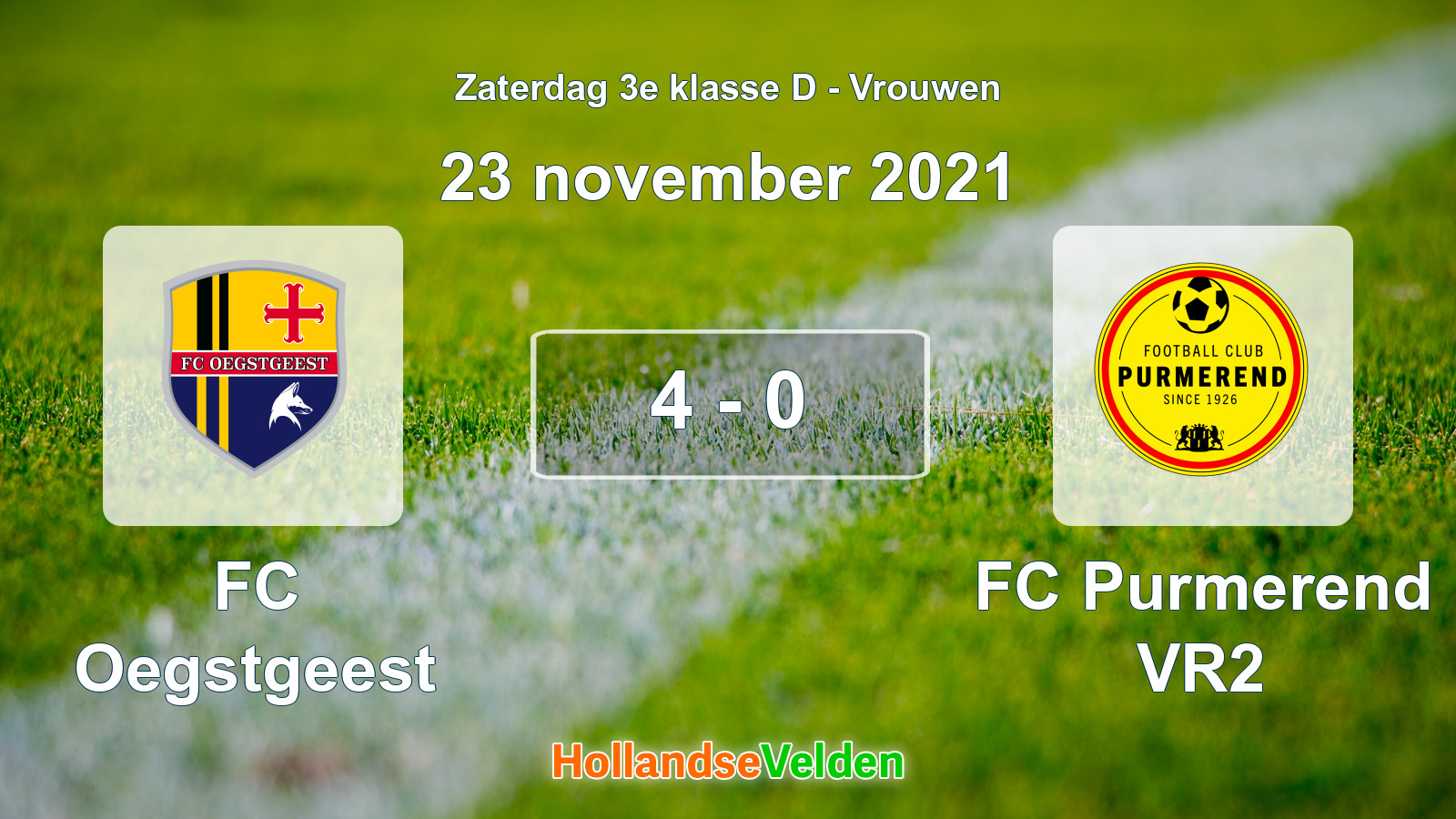 Gespeelde wedstrijd: FC Oegstgeest - FC Purmerend VR2 4 - 0 (23 november 2021)
