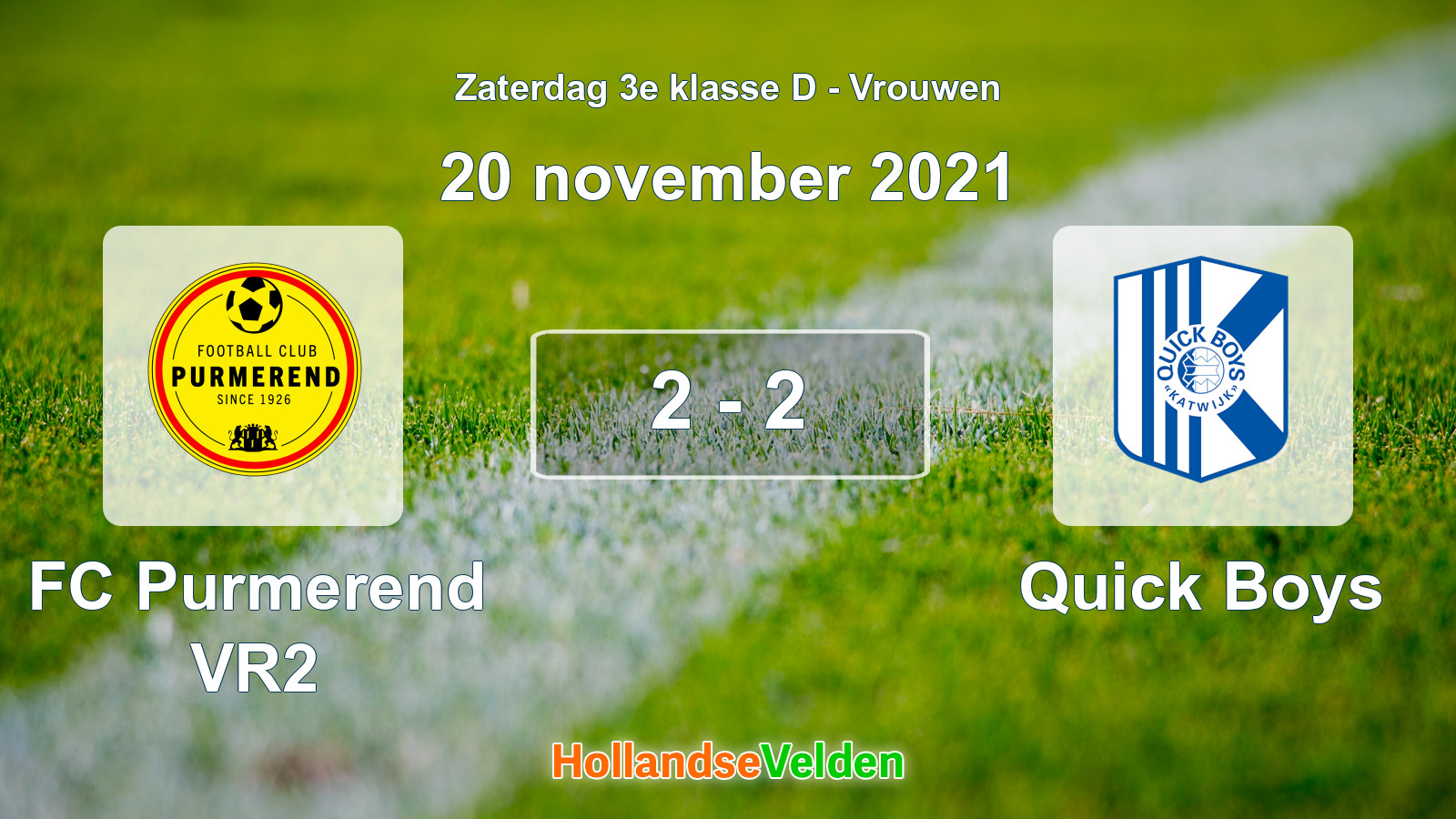 Gespeelde wedstrijd: FC Purmerend VR2 - Quick Boys 2 - 2 (20 november 2021)