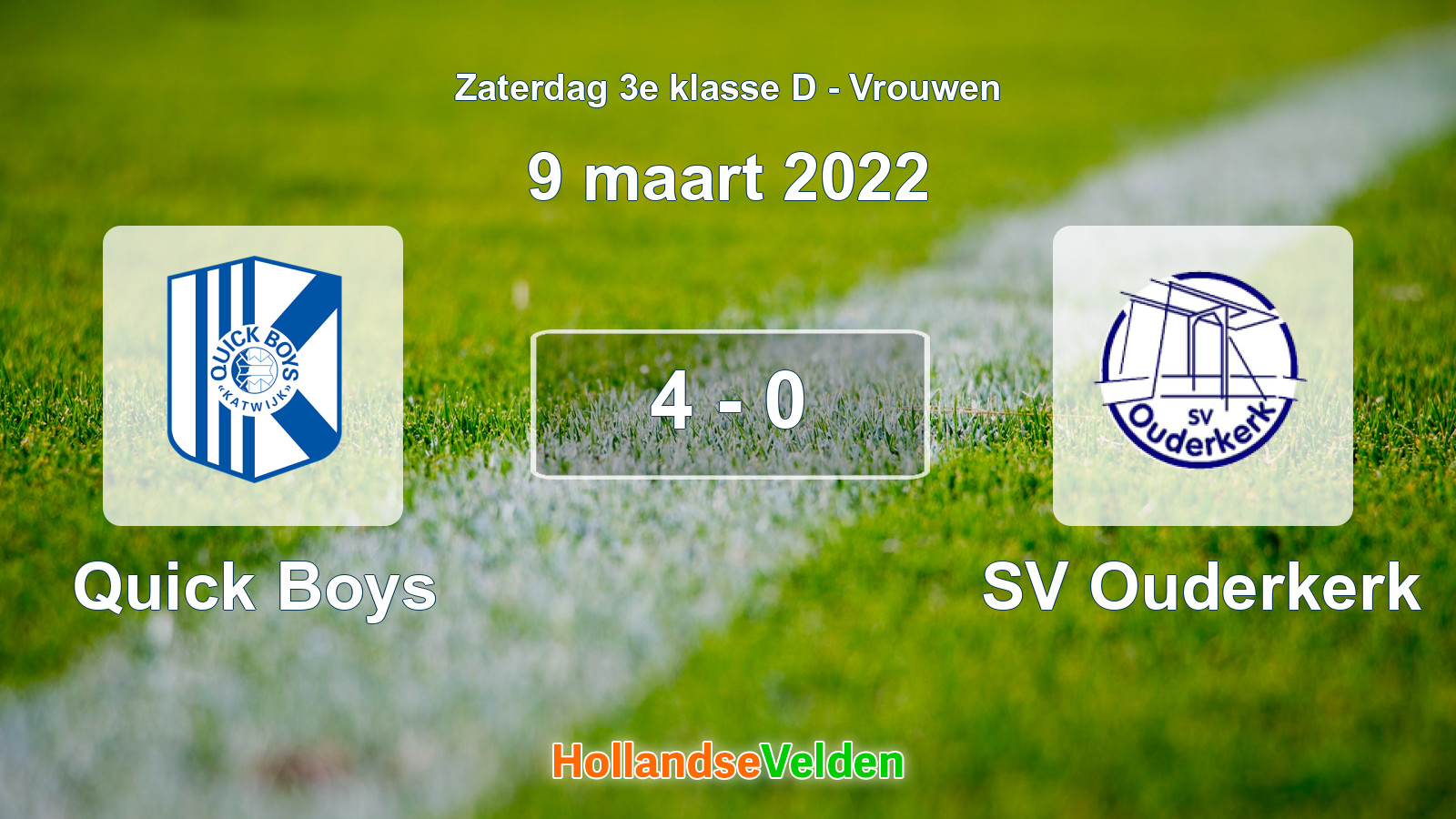 Gespeelde wedstrijd: Quick Boys - SV Ouderkerk 4 - 0 (9 maart 2022)