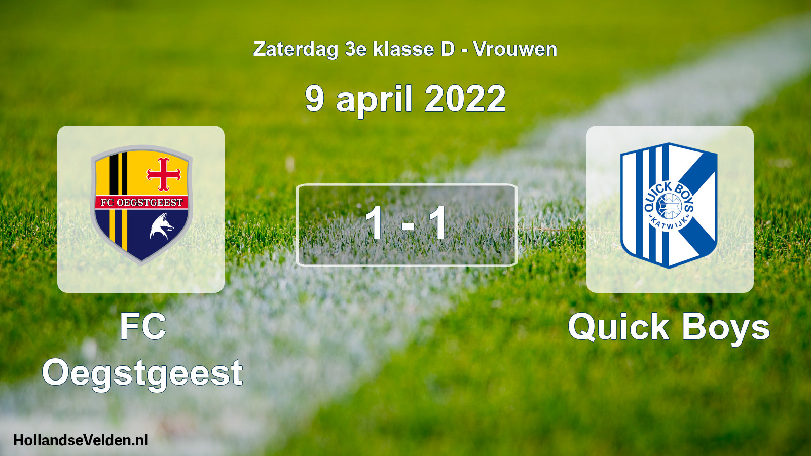 Gespeelde wedstrijd: FC Oegstgeest - Quick Boys 1 - 1 (9 april 2022)