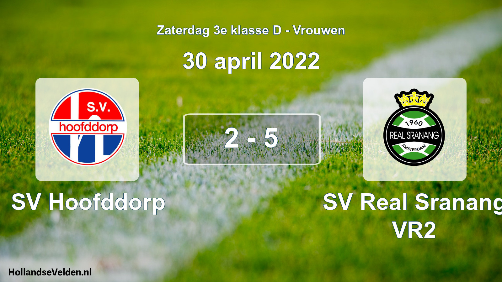 Gespeelde wedstrijd: SV Hoofddorp - SV Real Sranang VR2 2 - 5 (30 april 2022)