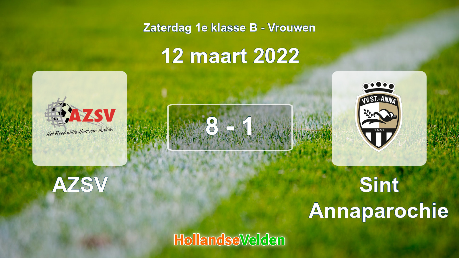 Gespeelde wedstrijd: AZSV - Sint Annaparochie 8 - 1 (12 maart 2022)
