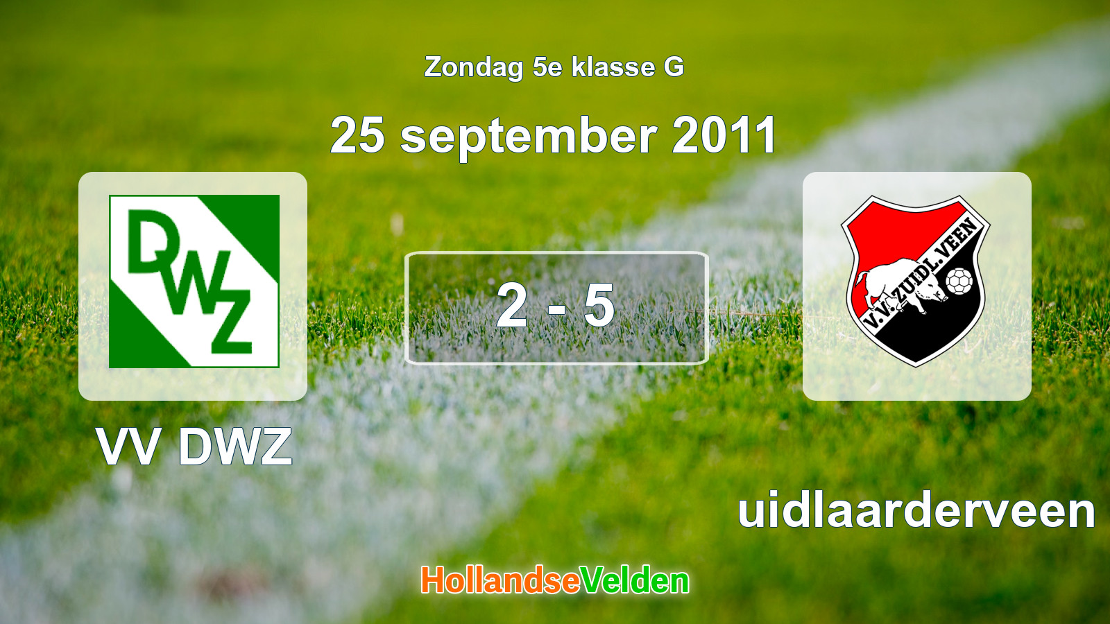 Gespeelde wedstrijd: VV DWZ - Zuidlaarderveen 2 - 5 (25 september 2011)