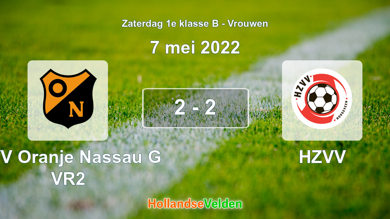 Gespeelde wedstrijd: CVV Oranje Nassau G VR2 - HZVV 2 - 2 (7 mei 2022)
