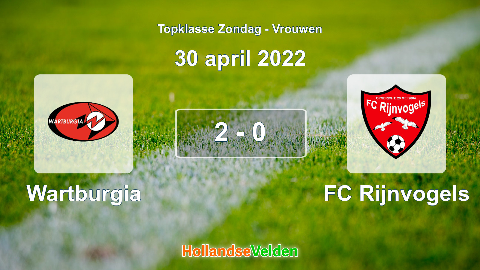 Gespeelde wedstrijd: Wartburgia - FC Rijnvogels 2 - 0 (30 april 2022)