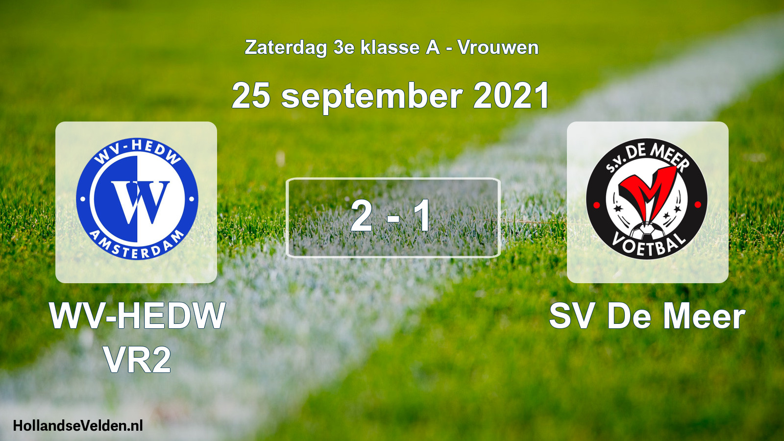 Gespeelde wedstrijd: WV-HEDW VR2 - SV De Meer 2 - 1 (25 september 2021)