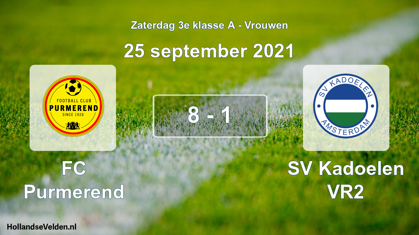 Gespeelde wedstrijd: FC Purmerend - SV Kadoelen VR2 8 - 1 (25 september 2021)