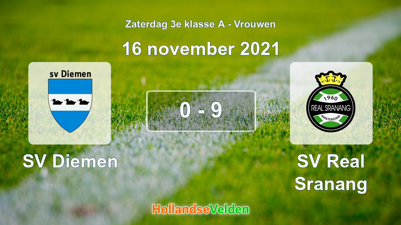 Gespeelde wedstrijd: SV Diemen - SV Real Sranang 0 - 9 (16 november 2021)