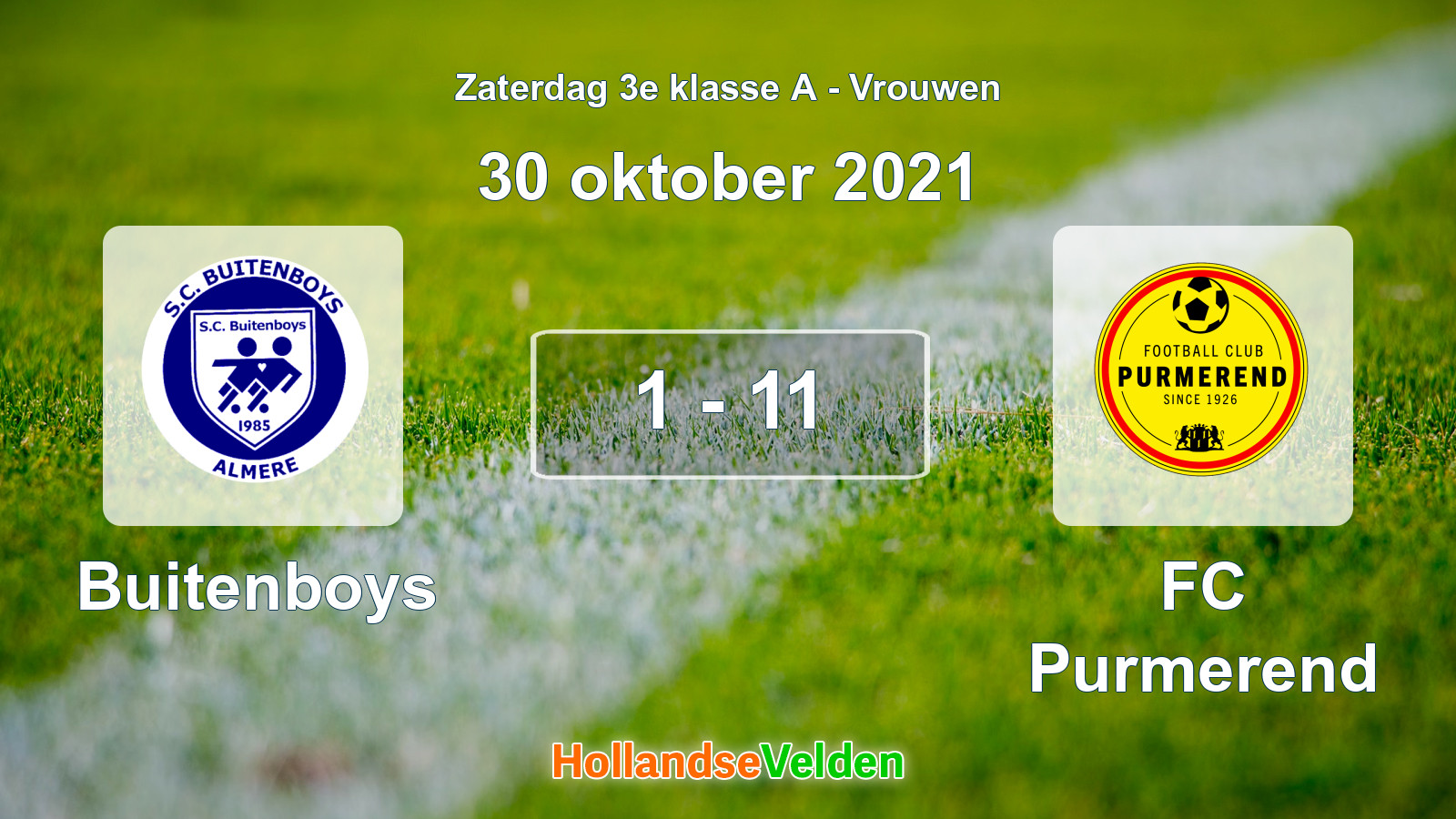 Gespeelde wedstrijd: Buitenboys - FC Purmerend 1 - 11 (30 oktober 2021)