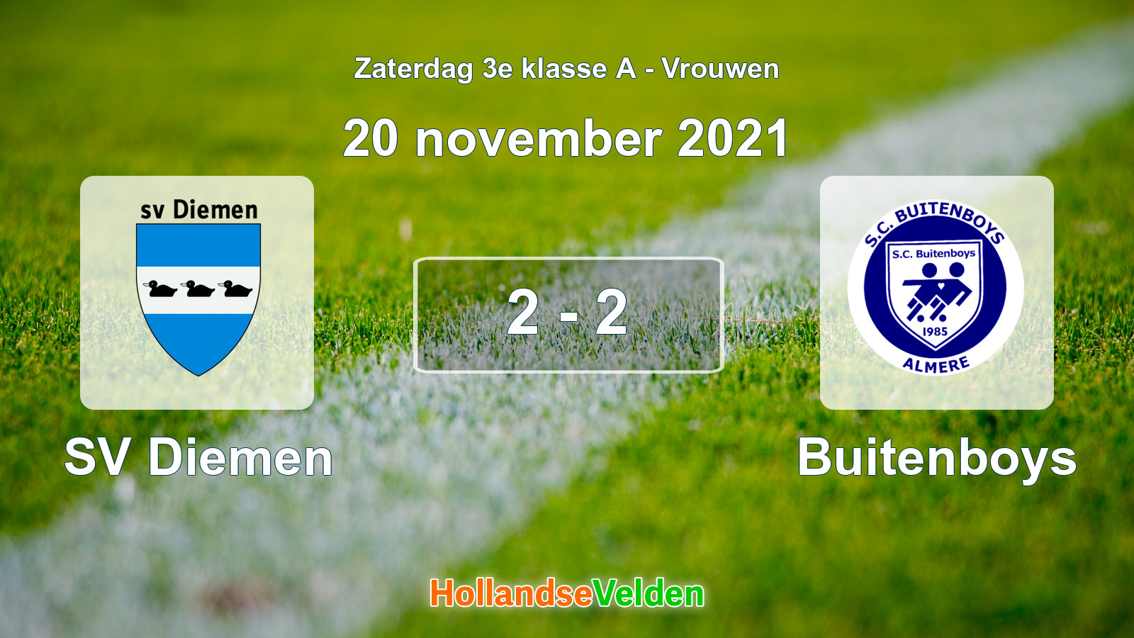 Gespeelde wedstrijd: SV Diemen - Buitenboys 2 - 2 (20 november 2021)