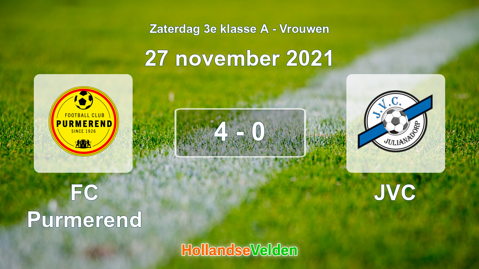 Gespeelde wedstrijd: FC Purmerend - JVC 4 - 0 (27 november 2021)