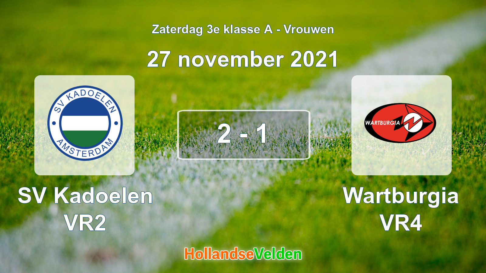 Gespeelde wedstrijd: SV Kadoelen VR2 - Wartburgia VR4 2 - 1 (27 november 2021)