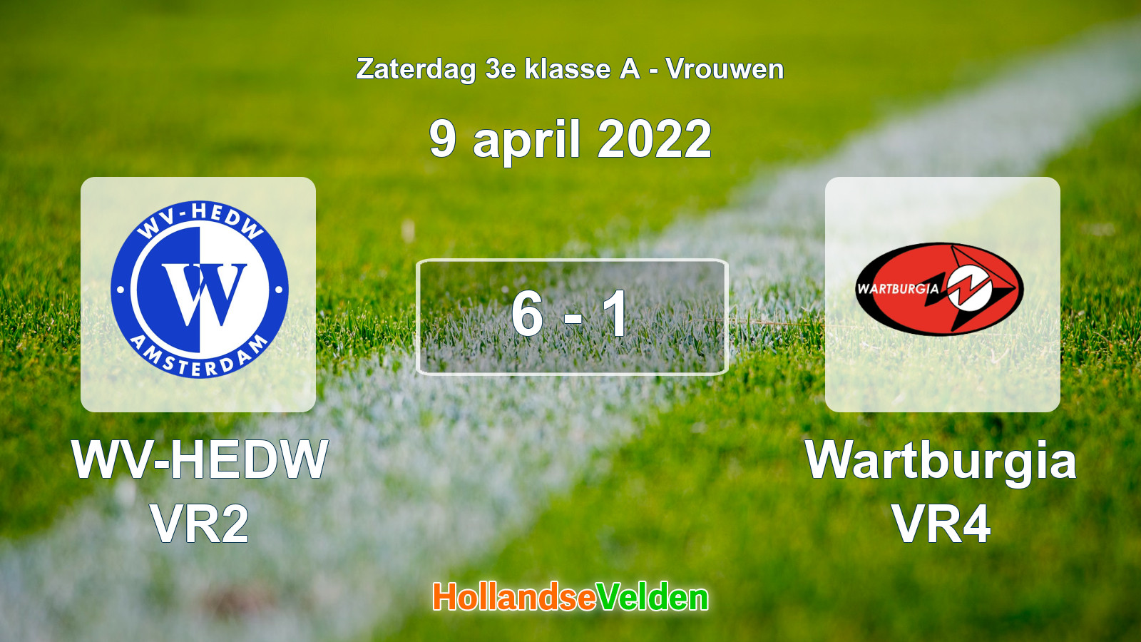 Gespeelde wedstrijd: WV-HEDW VR2 - Wartburgia VR4 6 - 1 (9 april 2022)