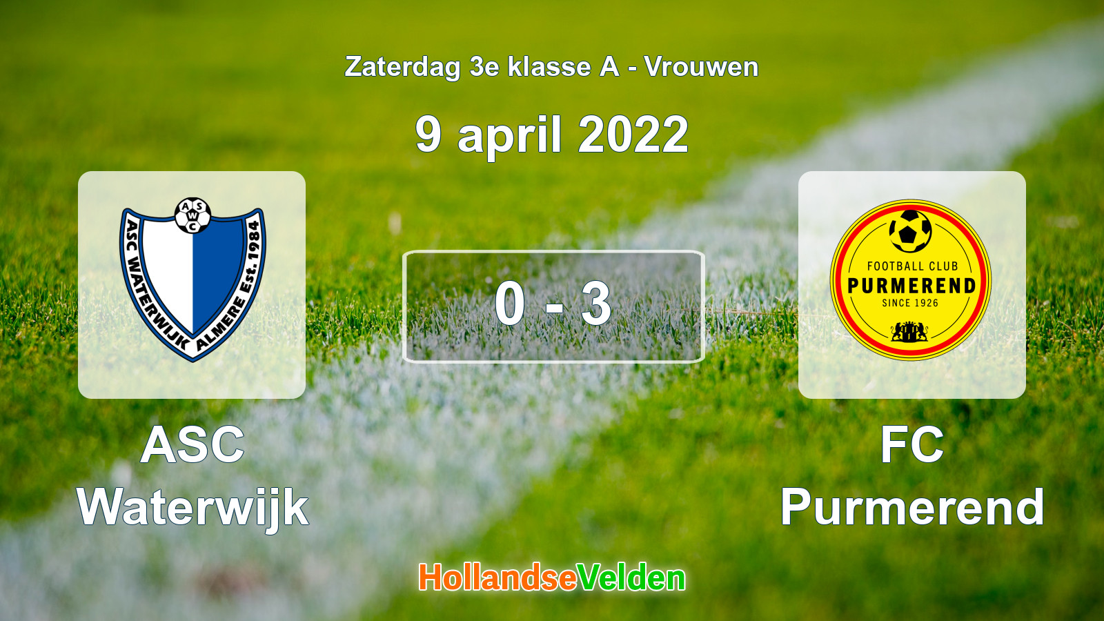 Gespeelde wedstrijd: ASC Waterwijk - FC Purmerend 0 - 3 (9 april 2022)