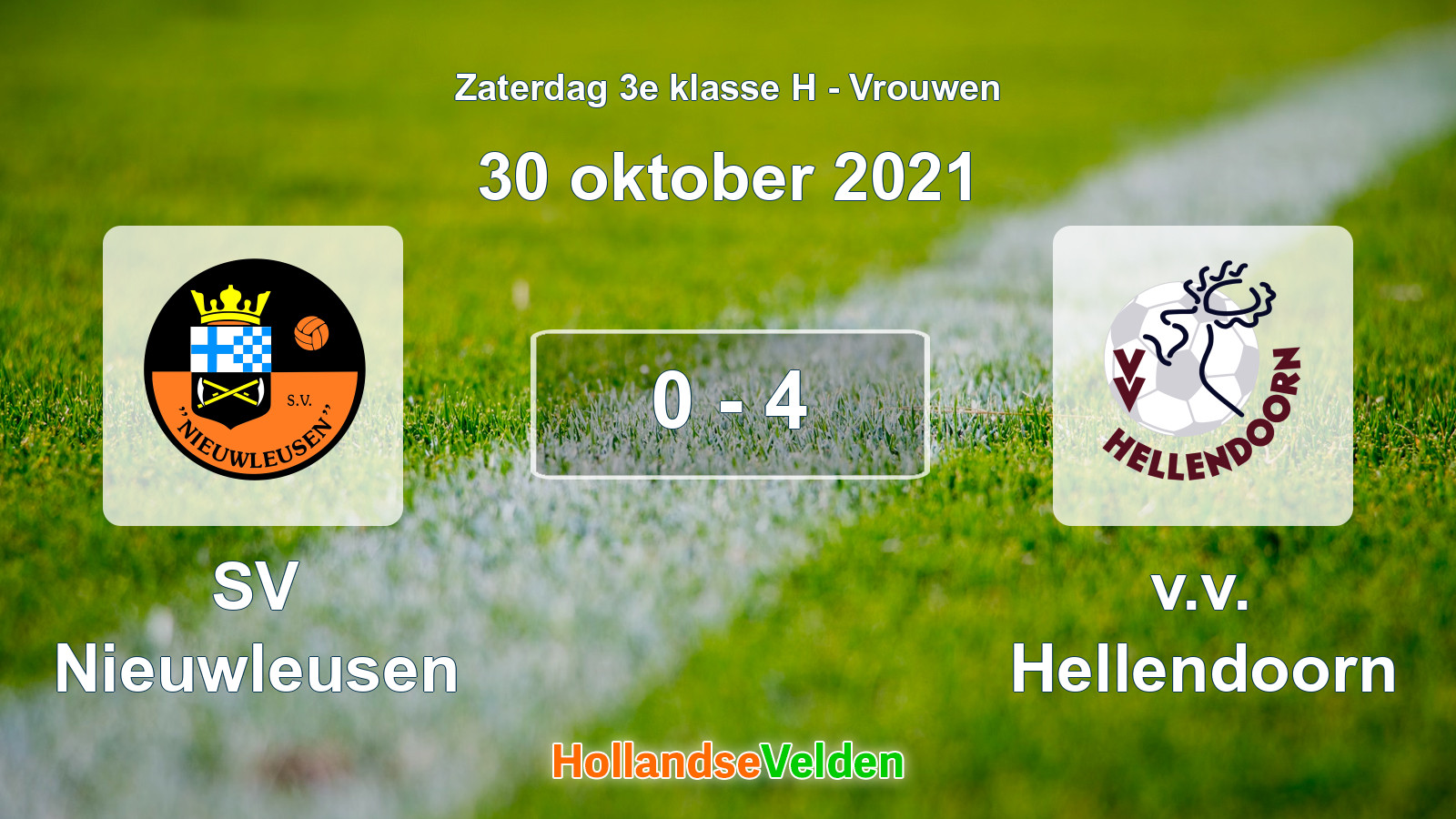 Gespeelde wedstrijd: SV Nieuwleusen - v.v. Hellendoorn 0 - 4 (30 oktober 2021)