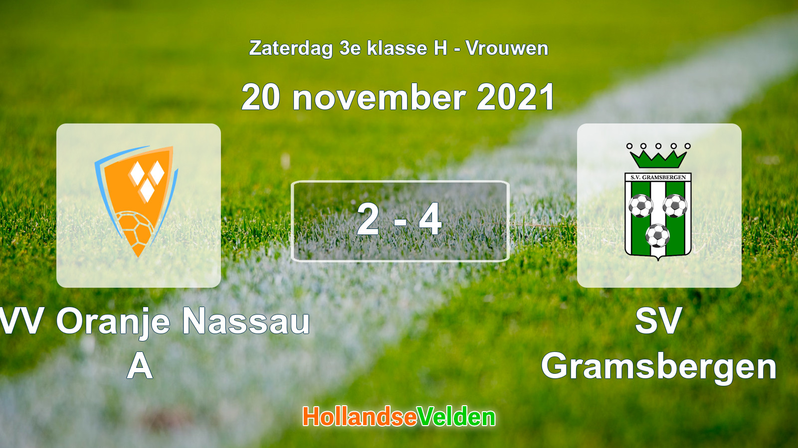 Gespeelde wedstrijd: CVV Oranje Nassau A - SV Gramsbergen 2 - 4 (20 november 2021)