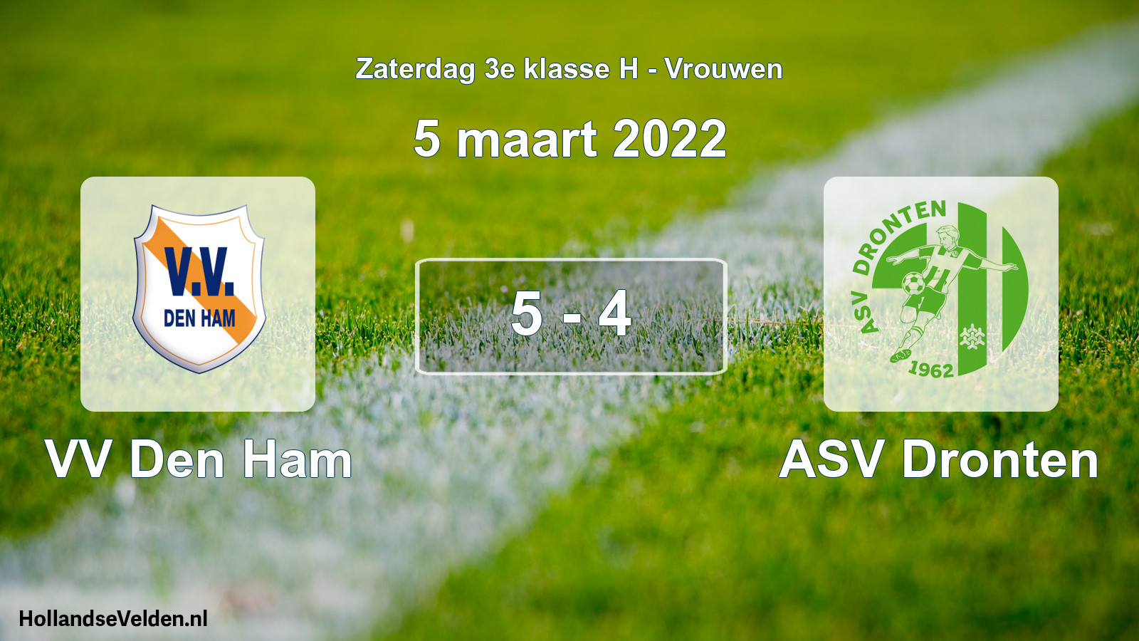 Gespeelde wedstrijd: VV Den Ham - ASV Dronten 5 - 4 (5 maart 2022)