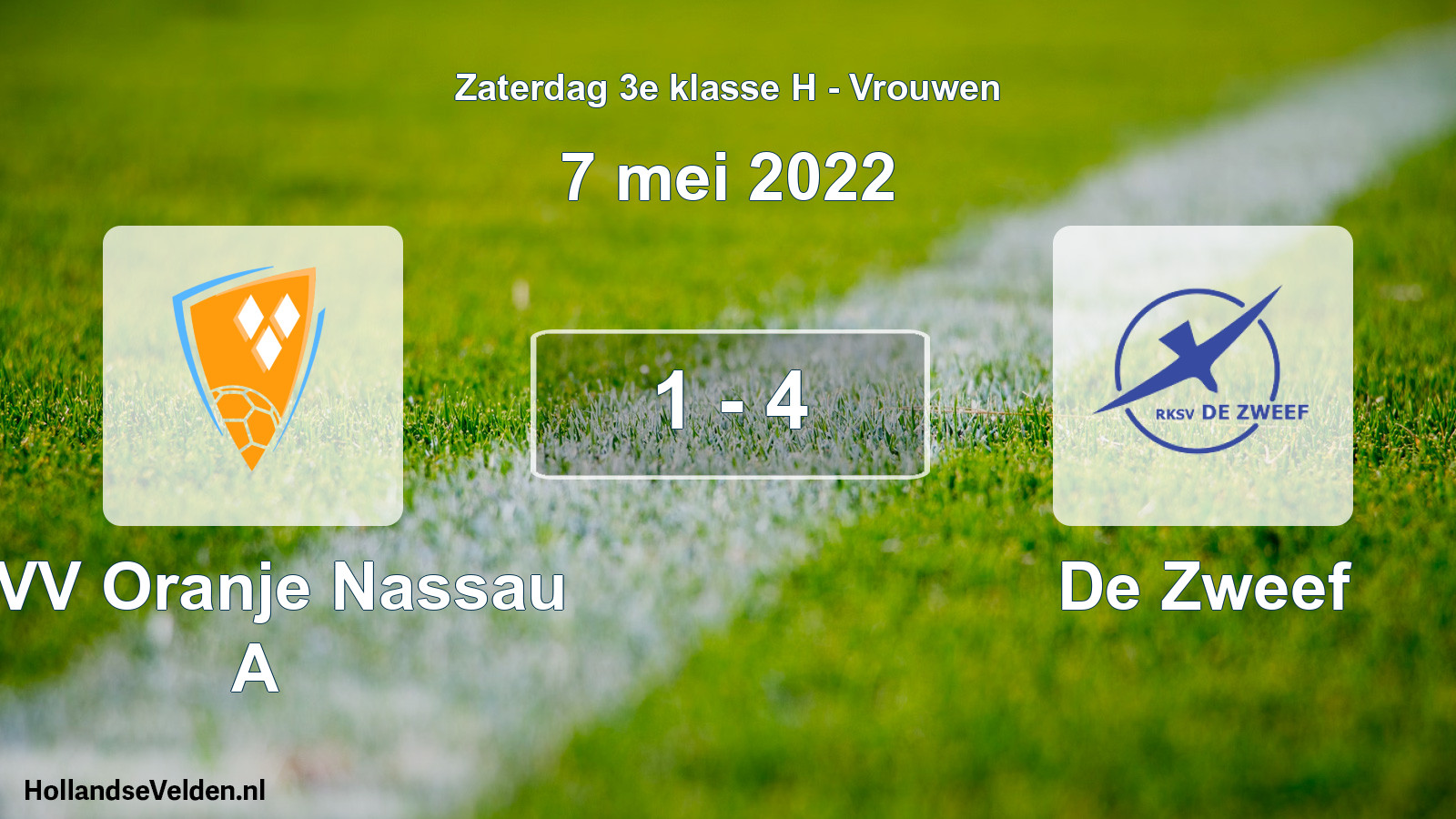 Gespeelde wedstrijd: CVV Oranje Nassau A - De Zweef 1 - 4 (7 mei 2022)