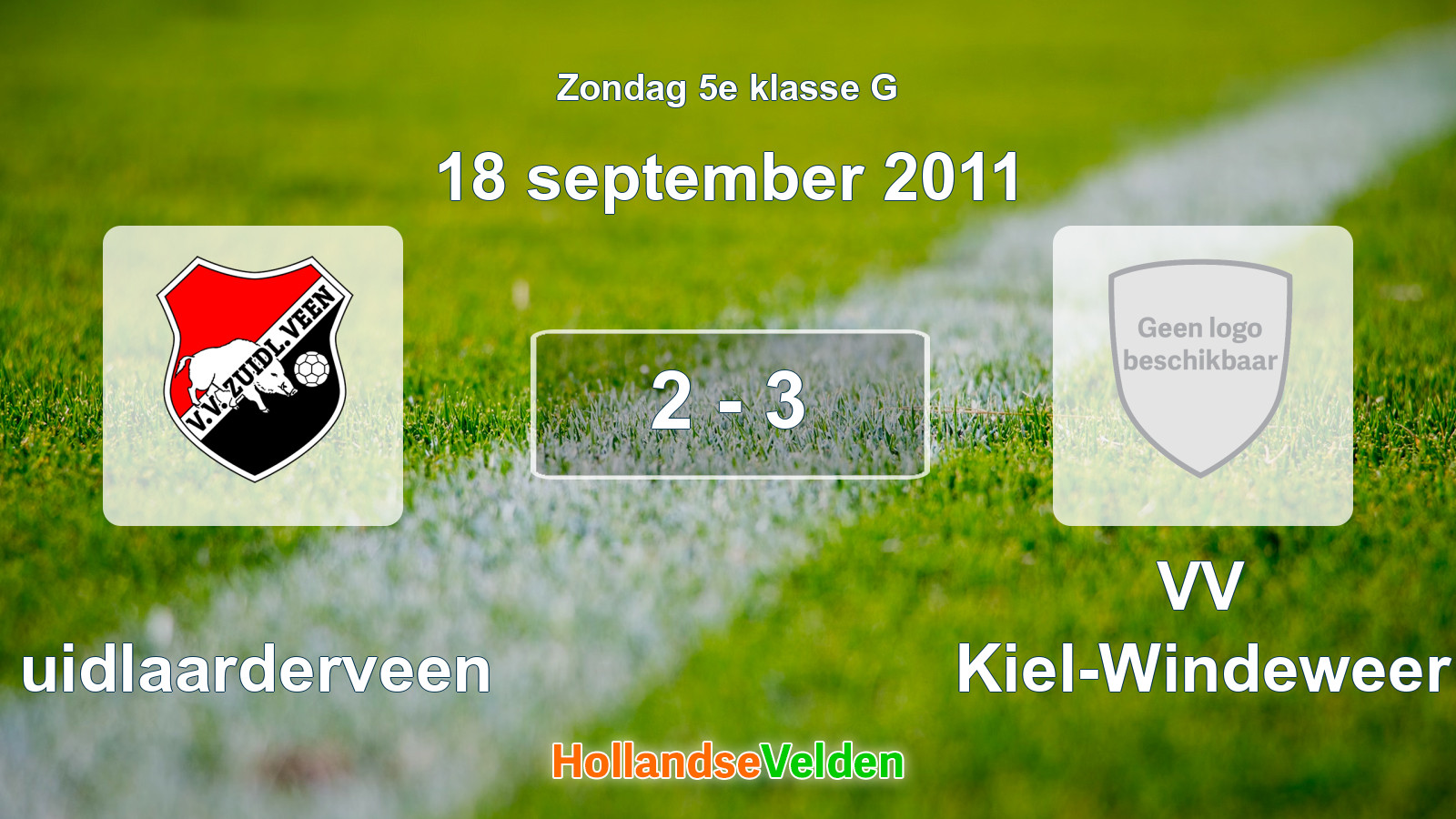 Gespeelde wedstrijd: Zuidlaarderveen - VV Kiel-Windeweer 2 - 3 (18 september 2011)