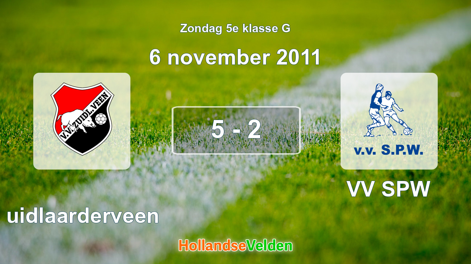 Gespeelde wedstrijd: Zuidlaarderveen - VV SPW 5 - 2 (6 november 2011)